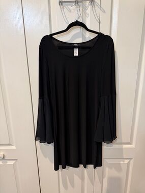MSK Black Flared Bell Sleeve Tunic Dress Sz Med